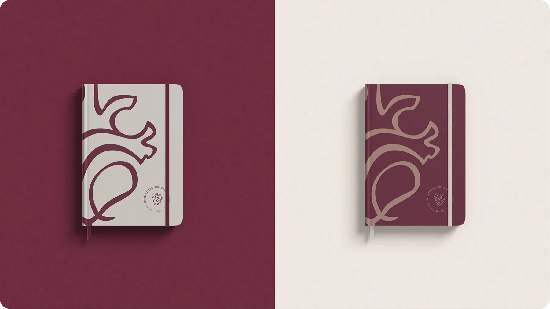 Bloco de anotações com a identidade visual Larissa Araripe